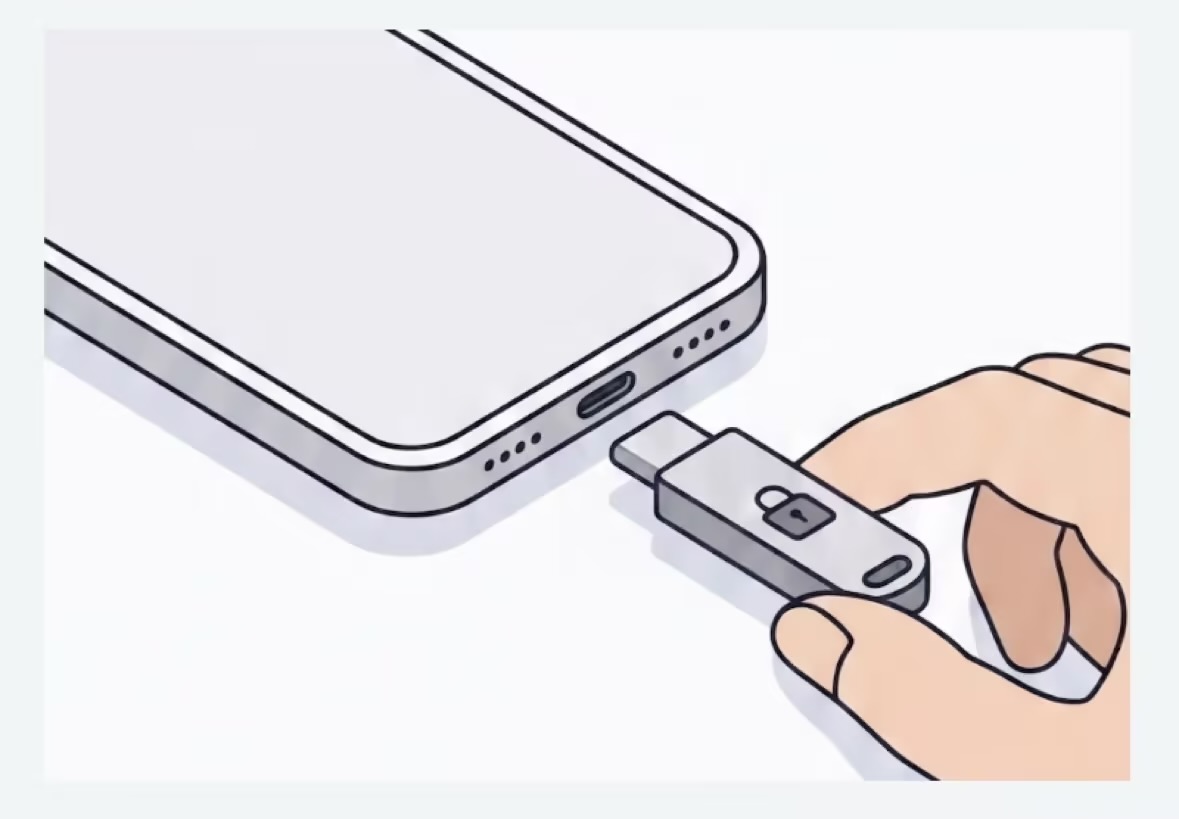 将 U 盘插入手机示意图